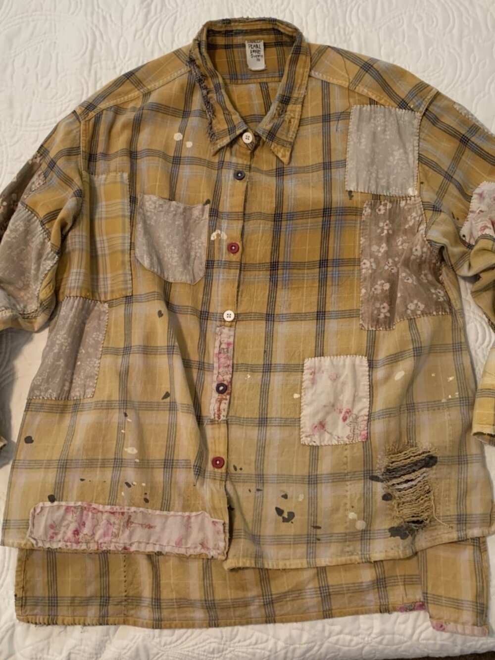 Magnolia Pearl "Adison" Work Shirt OSFA - Yellow Plaid